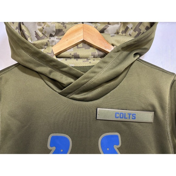 Indianapolis Colts Nike Women's Salute To Service Club NFL Pullover Hoodie Green - Picture 3 of 9
